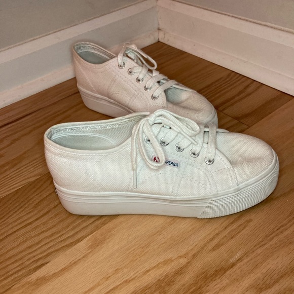 SUPERGA White Platform Sneakers - Picture 3 of 5
